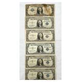 6 $1 Silver Certificates