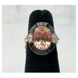 14K Two Tone Gold Morganite & Diamond Ring