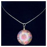 Gold Tone Chain w/ Cloisonnï¿½ Butterfly Pendant