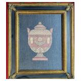 Vintage Urn Painting in Black & Gold Frame