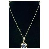 GGA SS Tanzanite Zoisite & Diamond Necklace