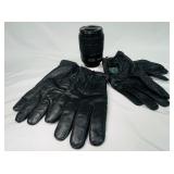 2 Pairs of Black Leather Gloves and Zoom Lens
