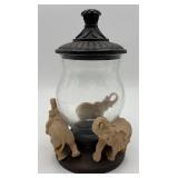 Resin & Glass Elephant Jar