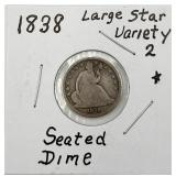 1838 Large Star Seated Liberty Dime