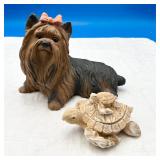 Yorkie Figure & Sea Turtle Trinket Box