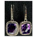 David Yurman Sterling Amethyst & Diamond Earrings