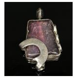 950 Sterling Silver Pendant Purple Gemstone