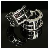 Sterling Silver Hinged Hoop Earrings
