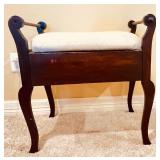 Vintage Wood Stool with Cushion