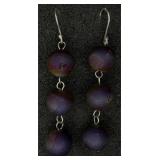 SS Purple Agate Beaded Earrings