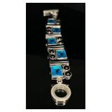 Sterling Silver Blue Stones & Onyx Bracelet