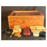 VTG Italian BirdsEye Maple Wood Cigar Humidor&More