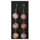 SS Peach Agate Beaded Earrings