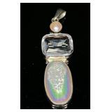 Sterling Silver w/Pearl & Multi-gemstones Pendant