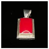 950 SS Rectangular Red Gemstone Pendant