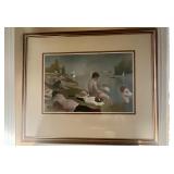 Framed 'Bathers at Asnières' by Georges Seurat