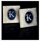 Gold Tone Cuff Links Engraved w/ K