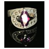 Sterling Silver Amethyst & Marcasite Ring