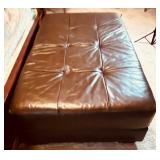 Dark Brown Leather Rectangular Ottoman