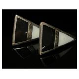 Sterling Stud Earrings with Black/White Gemstones
