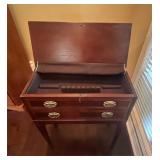 Vintage Inlaid Mahogany Lift-top Silver Chest