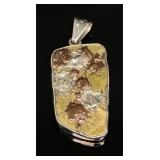 Sterling Silver  Pallasite Meteorite Pendant