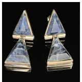 950 SS ?Sodalite or Lapis Lazuli Stones Earrings
