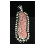 950 Sterling Silver Rhodochrosite Pendant