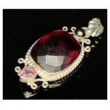 Sterling Silver Red Gemstone Pendant