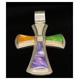 Sterling Silver Multi-stone Cross
