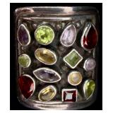 GBP Silver Peridot, Amethyst, Topaz, Garnet Ring