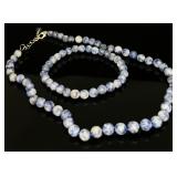 Blue and White Agate Necklace & Bracelet