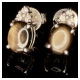 14K White Gold w/ Brown Gemstone POSS. Moonstone