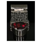 Sterling Silver Red Garnet Pendant