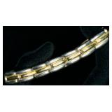 Silver Tone Bracelet w/ Gold Tone Accents