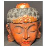 Hand-crafted Wooden Buddha Head Sculpture