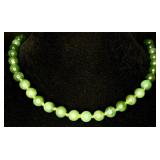 Jade Beaded Necklace w/ 10K White Gold Clasp
