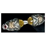 Sterling Silver & 14K Cuff Bracelet w/ Gemstone
