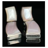 950 Sterling Silver w/Light Pink Stone Earrings