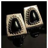 Sterling Silver & Black Onyx Stud Earrings