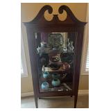Vintage Cherry Wood Curio Display Cabinet