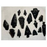 15 Various MO Obsidian Bird Pts & Sm. Arrow Heads