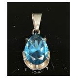 Sterling Silver Pear-shaped Sky Blue Topaz Pendant