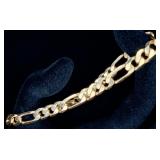 B & M 14K Yellow Gold Figaro Link Bracelet