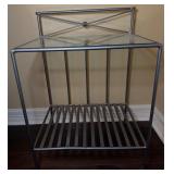 Pier 1 Silver Metal Glass Top & Table