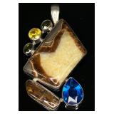 950 Sterling Silver Multi-stone Pendant