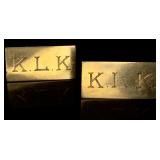 14K Gold Cuff Links Engraved w/ Initials K.L.K