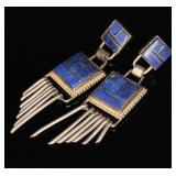Sterling Silver Earrings with Lapis Lazuli Inlay