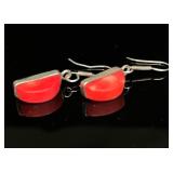 Sterling Silver Red Coral Earrings