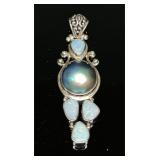SS Pendant Blue ?Pearl & Australian Opal